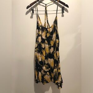 Volcom Yellow and Black Floral Mini Dress